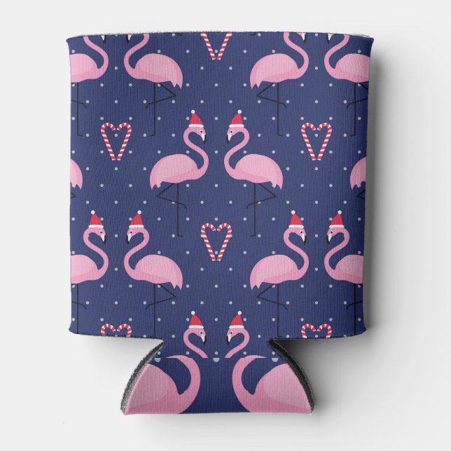 Enfriador De Latas Flamingo Xmas Gorra Candy Pattern (Anverso)