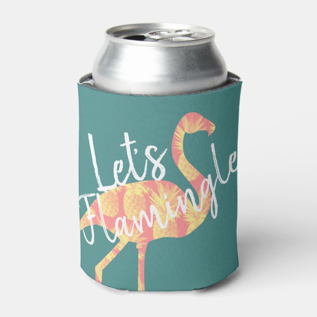 Enfriador De Latas Flamingo y piñas tropicales (Lata Anverso)