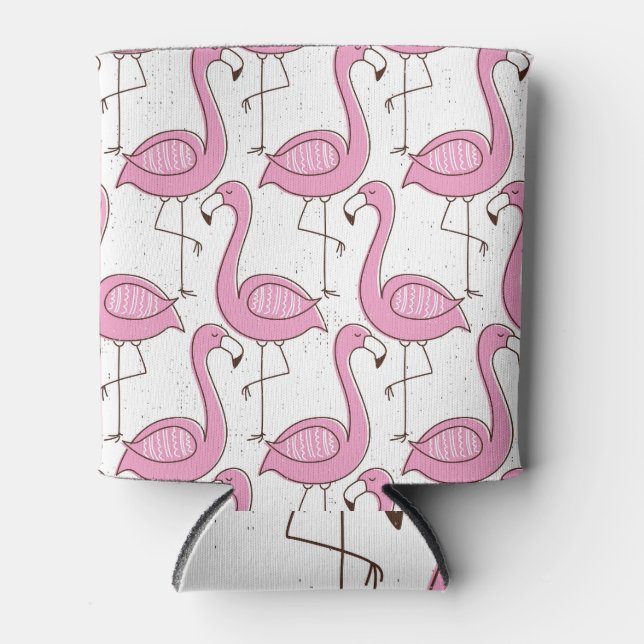 Enfriador De Latas Flamingos exóticos, diseño inmaculado. (Anverso)