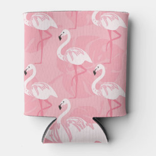 Enfriador De Latas Flamingos rosados: ilustracion vintage sin costura