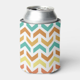 Enfriador De Latas Flechas Chevron Retro Naranja Turquesa Dorado