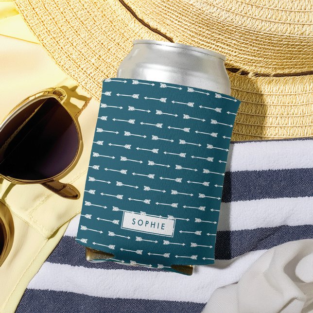 Enfriador De Latas Flechas verde azuladas y blancas personalizadas (Subido por el creador)