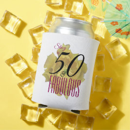 Enfriador De Latas Flor de cactus amarilla 50 y fabuloso cumpleaños