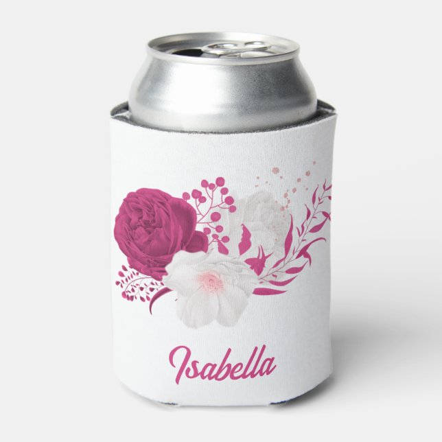 Enfriador De Latas flor de fucsia boda botánico (Lata Anverso)