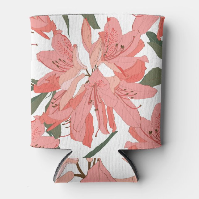 Enfriador De Latas Flor de Oleander: Blanco Naranja (Anverso)