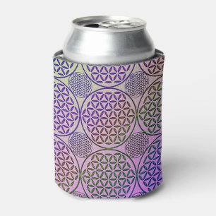 Enfriador De Latas Flor de vida - estampado de grunge de sello 3