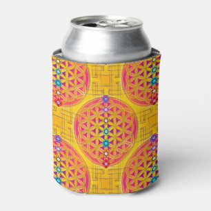 Enfriador De Latas Flor de vida - rosa dorado sin costura + chakras