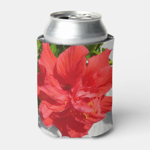 Enfriador De Latas Flor doble roja hibiscus