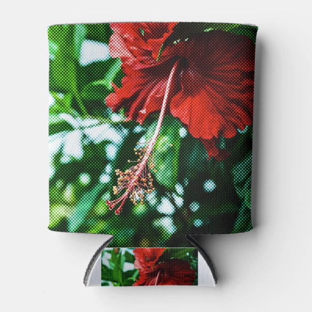 Enfriador De Latas Flor roja hibiscus (Anverso)