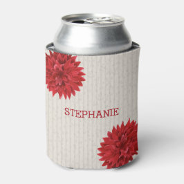 Enfriador De Latas Flor roja oscura monogramada