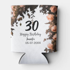 Enfriador De Latas Flor rosa rosa vintage moderna de 30 años