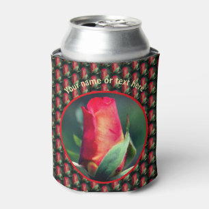 Enfriador De Latas Flor Rosebud roja personalizada