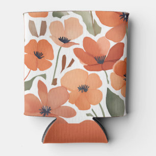 Enfriador De Latas Flor silvestre de color de agua ecléctica Floral t