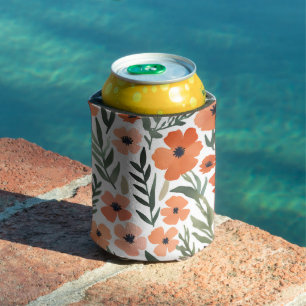 Enfriador De Latas Flor silvestre de color de agua ecléctica Floral t