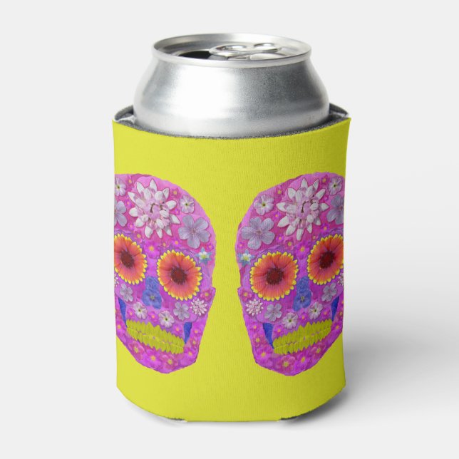 Enfriador De Latas Flor Skull 2 (Lata Anverso)