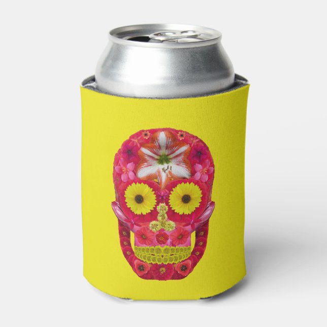Enfriador De Latas Flor Skull 6 (Lata Anverso)