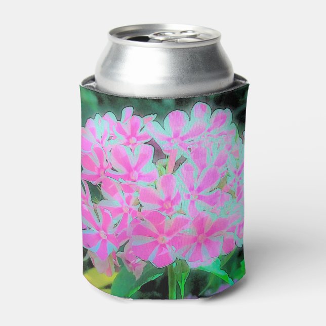 Enfriador De Latas Flor torcida de menta blanca y rosa caliente (Lata Anverso)