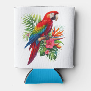 Enfriador De Latas Flor tropical de macao rojo