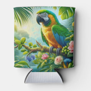 Enfriador De Latas Flor tropical de macao verde