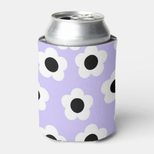 Enfriador De Latas Flor tropical elegante floral azul blanco negro