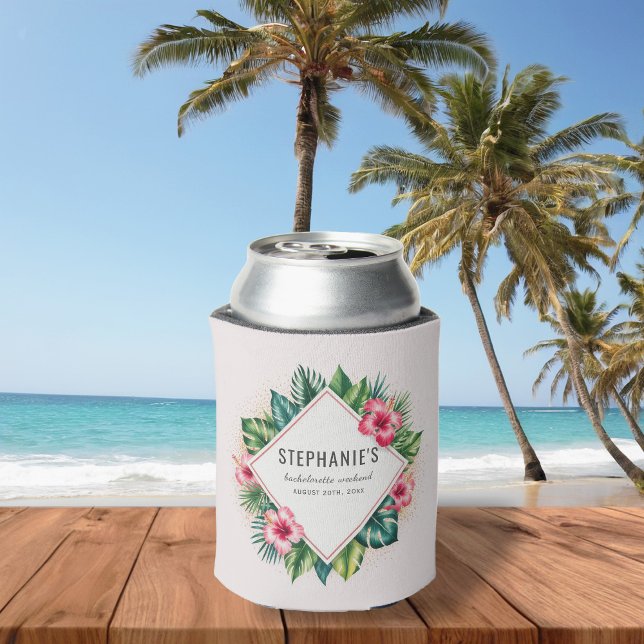 Enfriador De Latas Flor tropical Hibiscus Bachelorette Weekend (Subido por el creador)