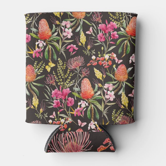 Enfriador De Latas Flora australiana: Fusión acuarela tropical (Anverso)