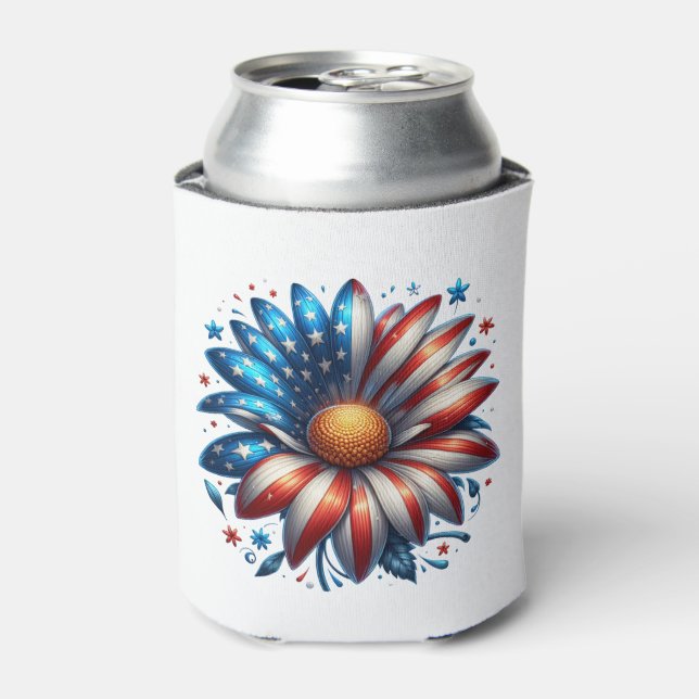 Enfriador De Latas Floral 4 de julio (Lata Anverso)