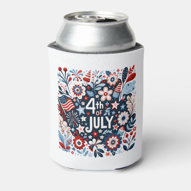 Enfriador De Latas Floral 4 de julio (Reverso de la lata)