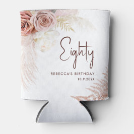 Enfriador De Latas Floral 80th Birthday Pampas Grass personalizado