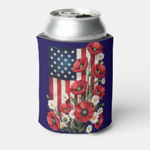 Enfriador De Latas Floral American Flag Refrigerador de bebidas