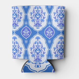 Enfriador De Latas Floral Azul Oriental: Elegancia sin Mar.