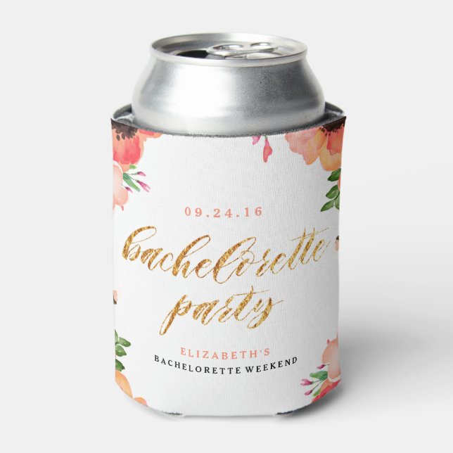 Enfriador De Latas FLORAL BACHELORETTE PARTIDO refrigerador de bebida (Lata Anverso)