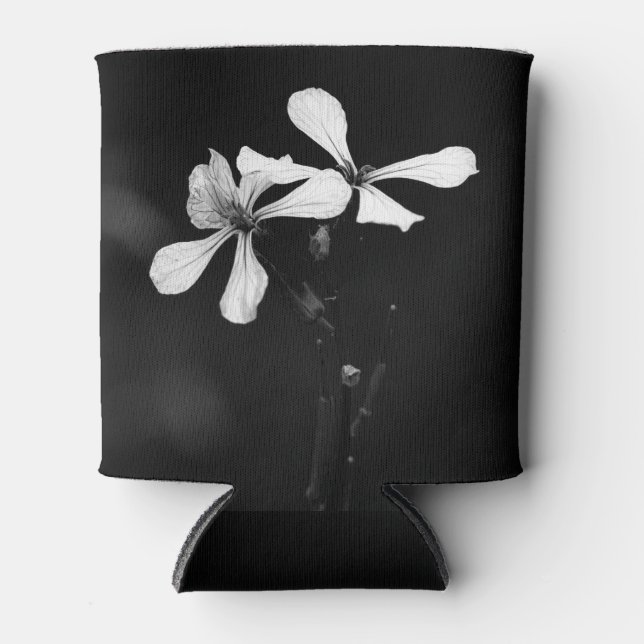 Enfriador De Latas floral blanca y negra mínima (Anverso)