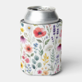 Enfriador De Latas Floral Botánico Pradera Acuarela Flor Silvestre
