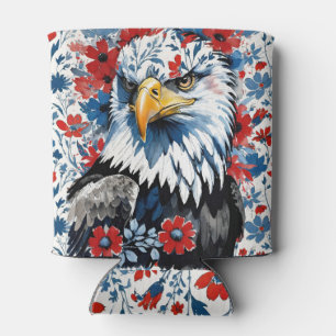 Enfriador De Latas Floral de águila baldosa patriótica de Estados Uni