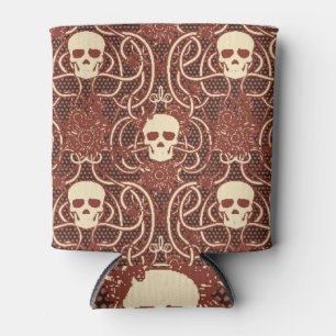 Enfriador De Latas Floral de calavera en Nouveau: sin foco