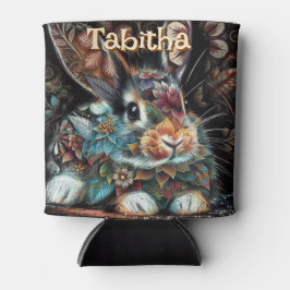 Enfriador De Latas Floral de conejo de conejo chiflada caprichosa per