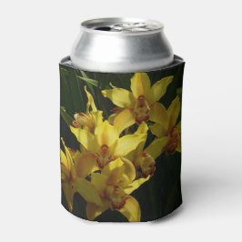 Enfriador De Latas Floral de orquídeas amarillas soleadas
