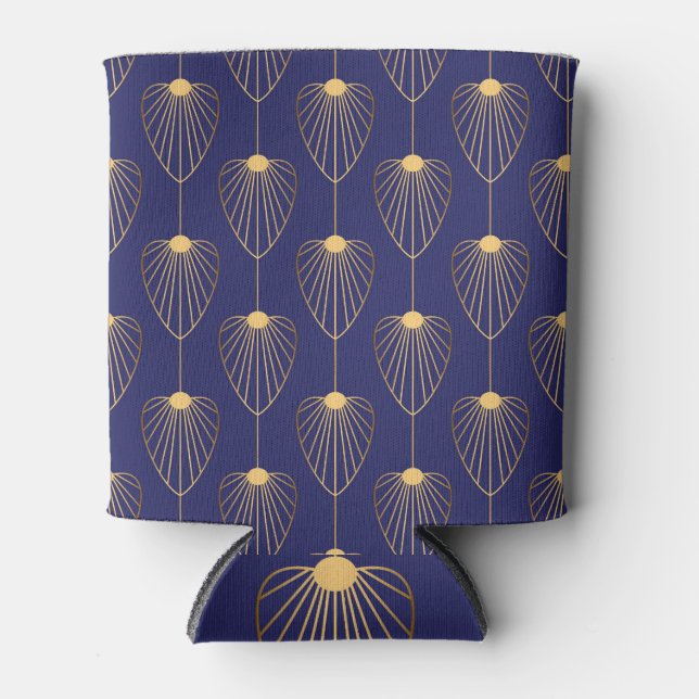 Enfriador De Latas Floral dorada Art Decó: elegante. (Anverso)