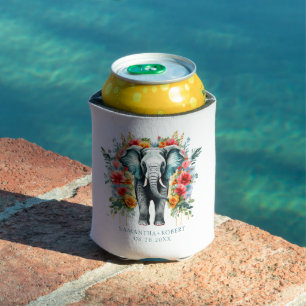 Enfriador De Latas Floral Elephant Bay Blue White