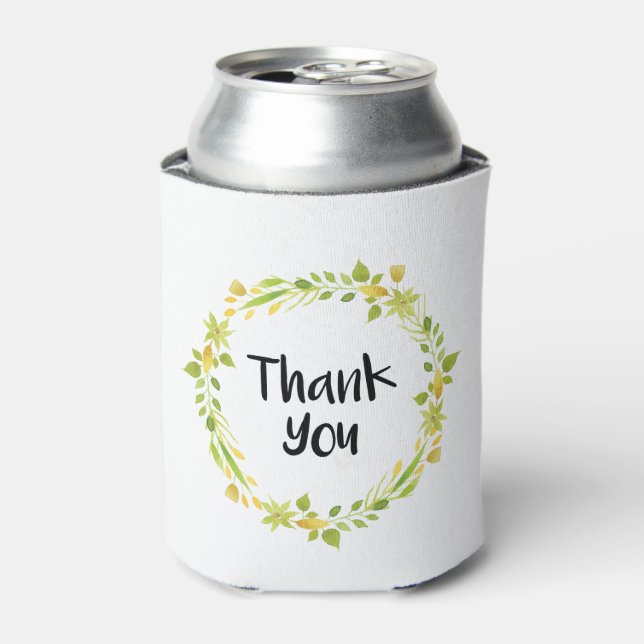Enfriador De Latas Floral Green Wreath Gracias Coozie (Lata Anverso)