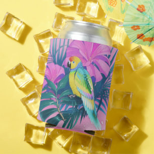 Enfriador De Latas Floral/hawaiano/tropical/loro