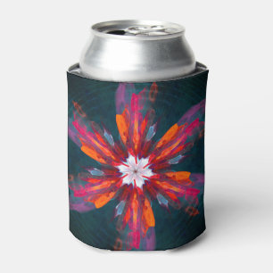 Enfriador De Latas Floral Mandala Flores Naranja Azul Rojo Resumen