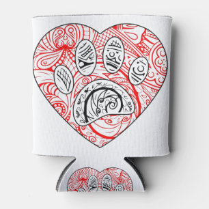 Enfriador De Latas Floral Mandala Perro Paw Imprimir Corazón Rojo