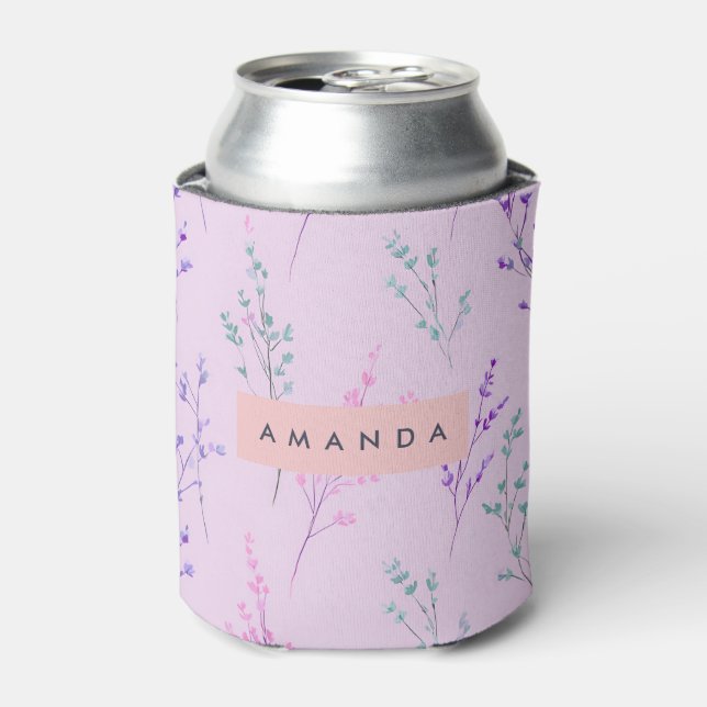 Enfriador De Latas Floral Pastel personalizada, elegante (Lata Anverso)