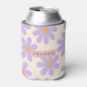 Enfriador De Latas Floral Personalizada de Lavanda Retró Dália