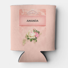 Enfriador De Latas Floral rosa con diseño de princesa Diamond Tiara