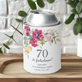Enfriador De Latas Floral rosa de Borgoña 70 cumpleaños