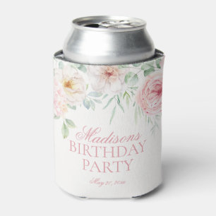 Enfriador De Latas Floral rosa Hidrangea Blooms Botánicos Cumpleaños