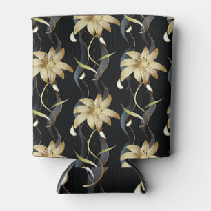 Enfriador De Latas Floral Striped Luxury: Viñeta 3D.